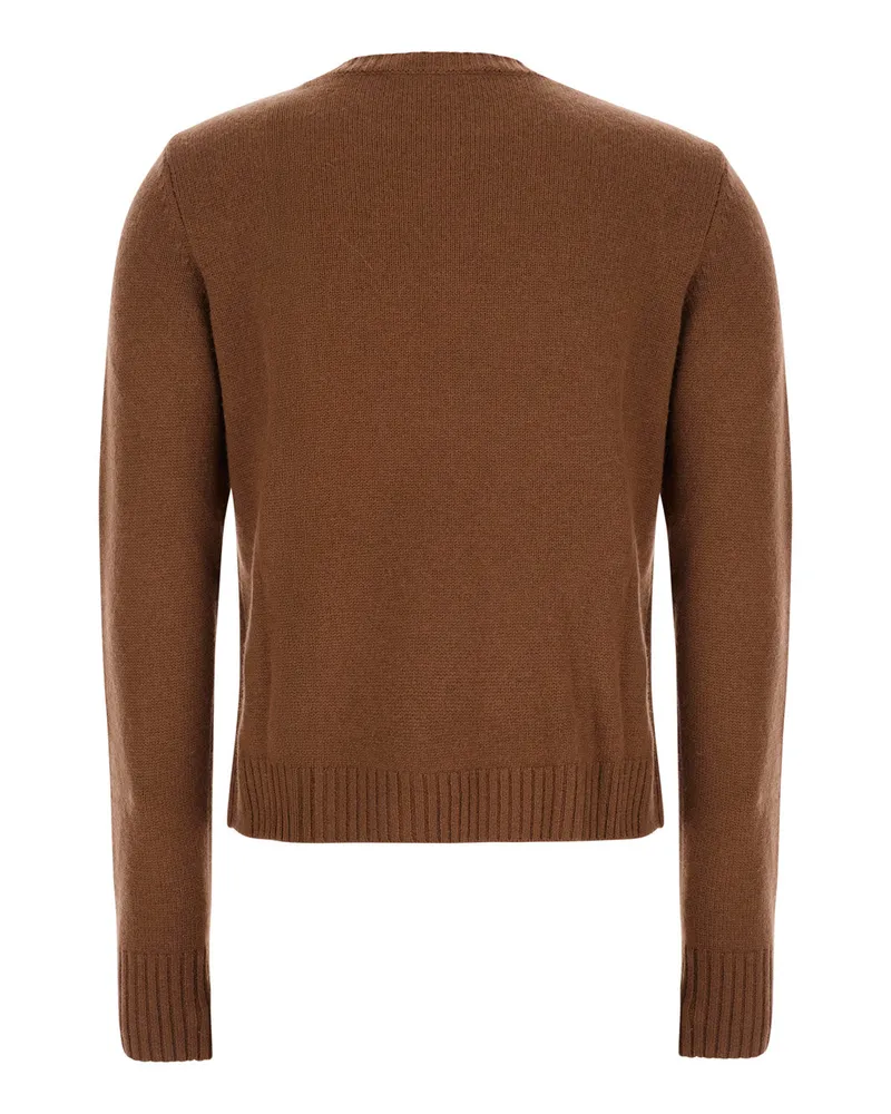 Max Mara Argyle Wool-Cashmere Sweater — Brown Brown