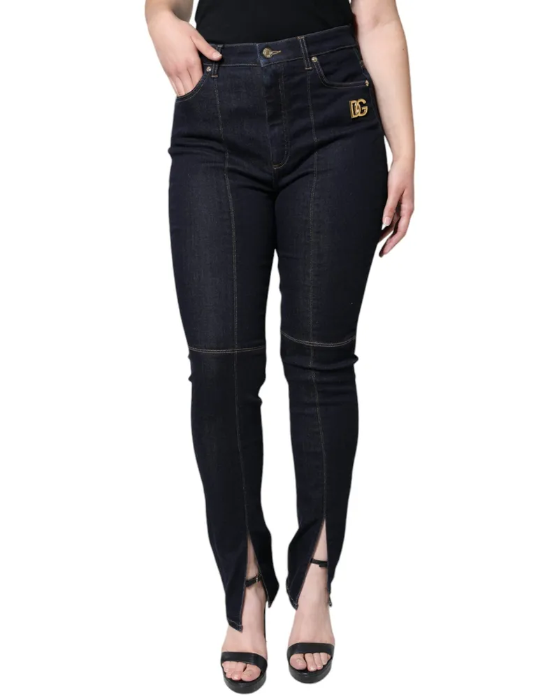 Dolce & Gabbana Women's Black Cotton Blend Skinny Denim Jeans Clothing Black