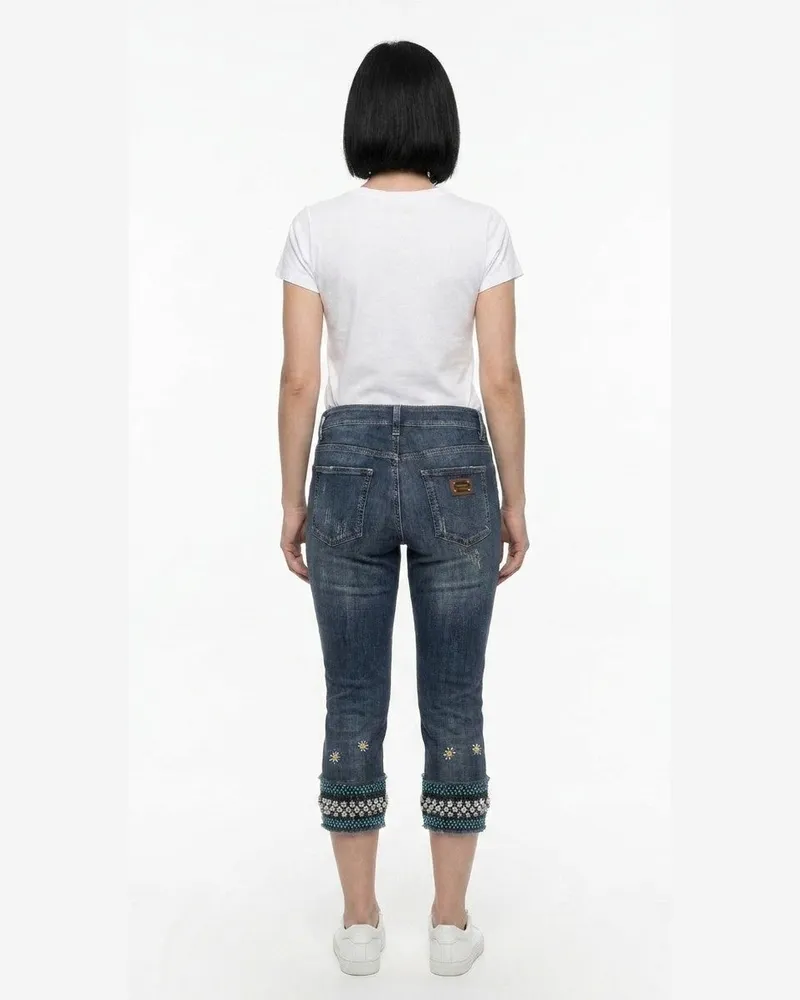 Dolce & Gabbana Women's Blue Cotton Cropped Jeans Clothing Blue
