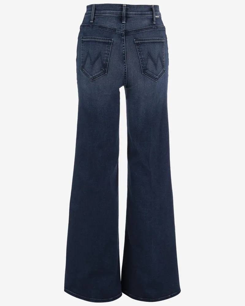 Mother Women's Jeans Wide-Leg Dark Denim Cotton Navy