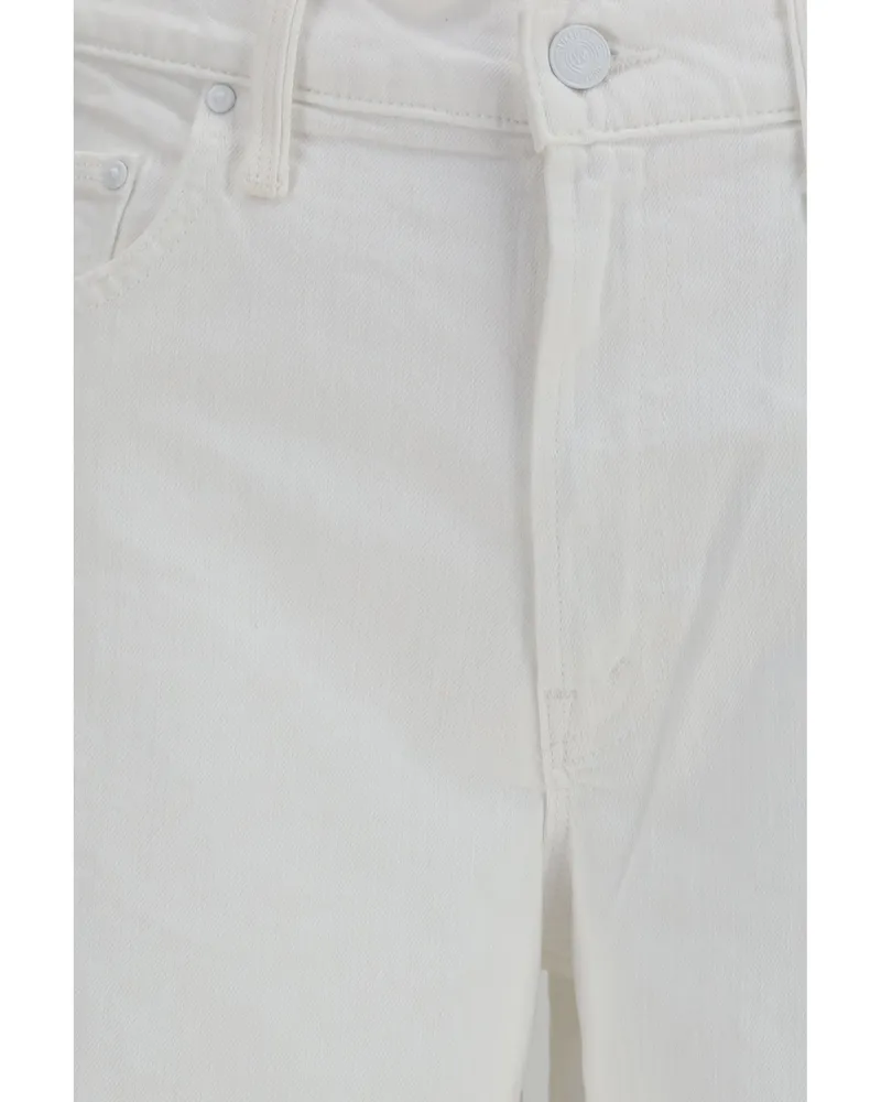 Mother Women's Jeans Rerun Zip Sneak Cotton White White