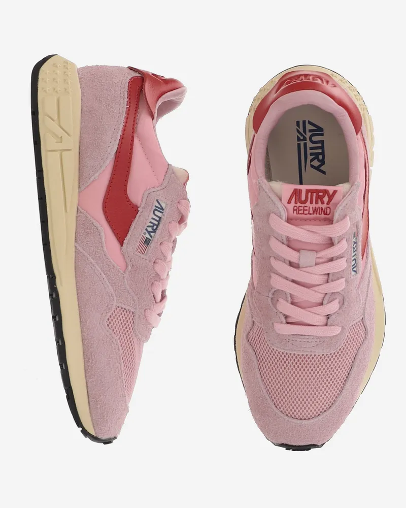 AUTRY Women's Sneakers Reelwind Pink Suede Nylon Trainers Pink