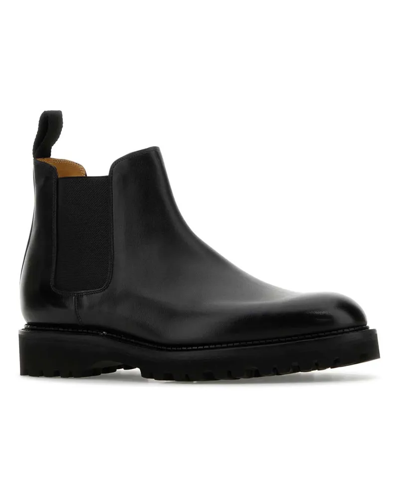 John Lobb Men's Black Leather Lawry Ankle Boots Stivali Black