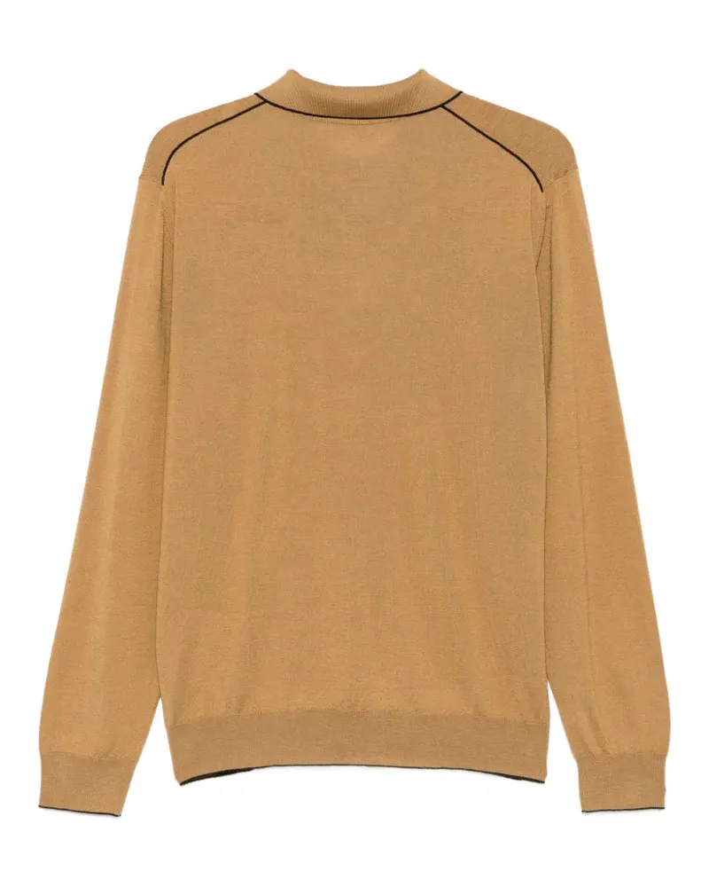 Stefano Ricci Men's Quarter-Zip Polo Shirt Aw26 M Camel
