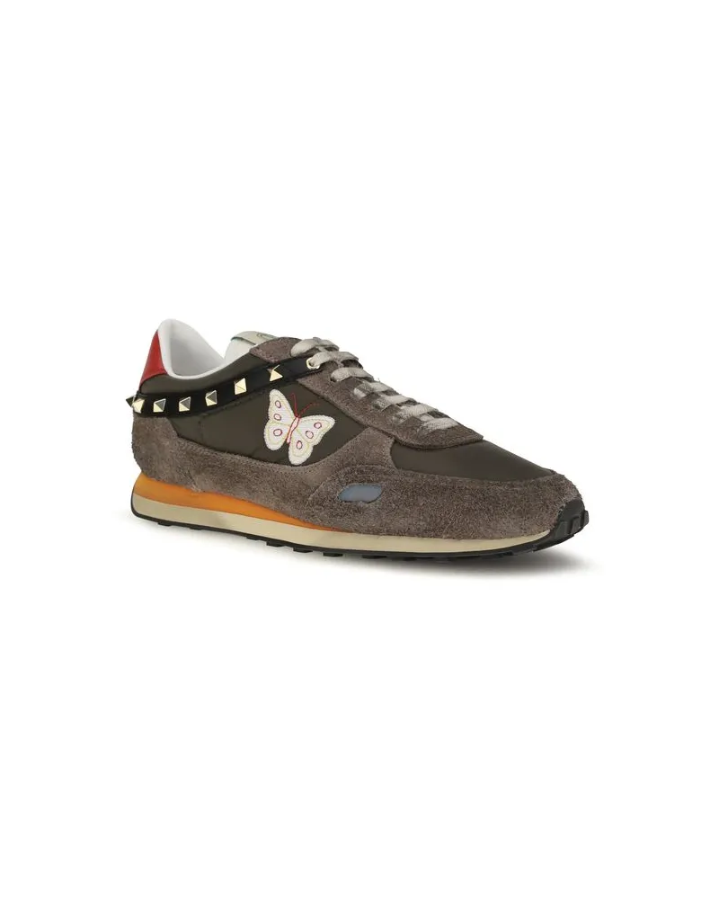 Valentino Garavani Stud Up Sneakers — Brown Brown