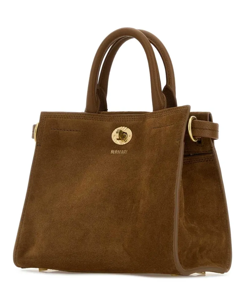 Burberry Women's Cotswolds Top Handle Bag Brown Calf Grain Leather Brown