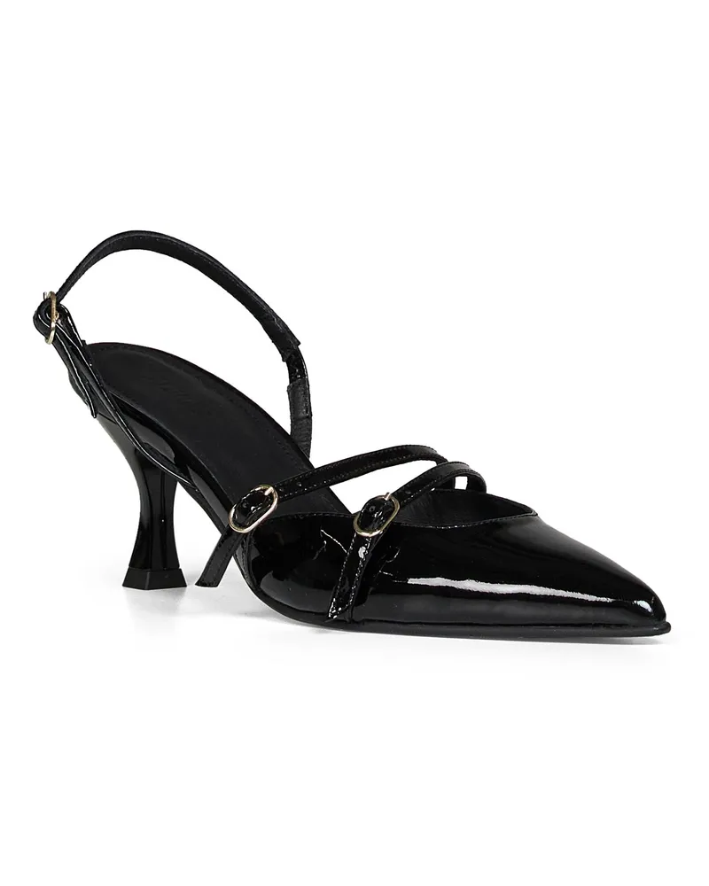 Alohas Women's Slingback Pumps Joelle Black Patent Leather High Heel Shoes Black
