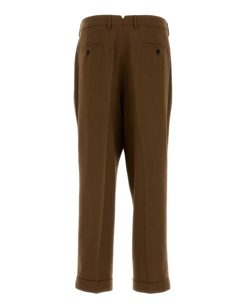 AMI Paris Men's Carrot Trousers Brown Virgin Wool Brown