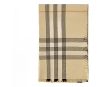Unisex Wool Check Scarf Beige