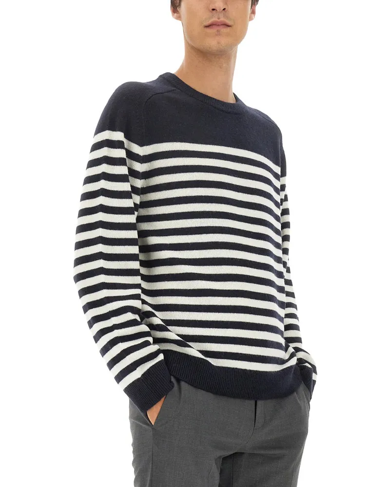 Theory Multicolor Striped Wool-Cashmere Sweater — Multicolor Multicolor