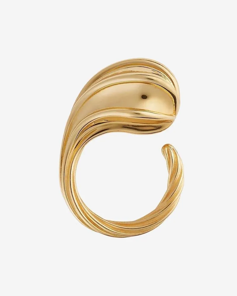 Bottega Veneta Women's Drop Ring 18k Gold Finish Golden Gold