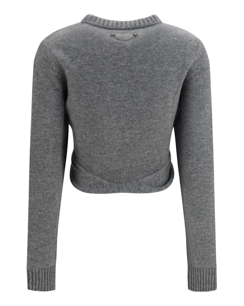 Balenciaga Ruched Crewneck Sweater — Gray 
