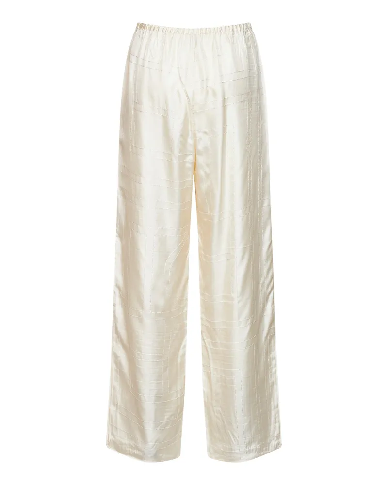 Totême Women's Pyjama Trousers Silk Monogram Ivory White
