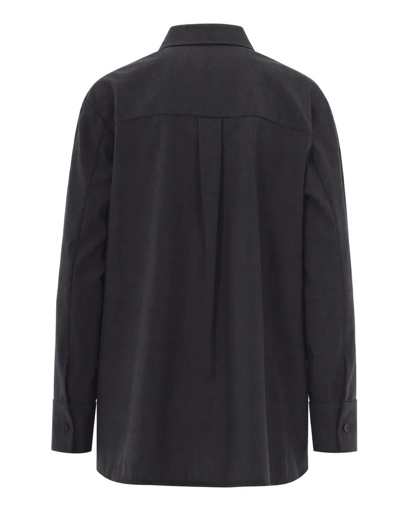 Max Mara Women's Shirt Jacket Anthracite Wool Virgin Gray