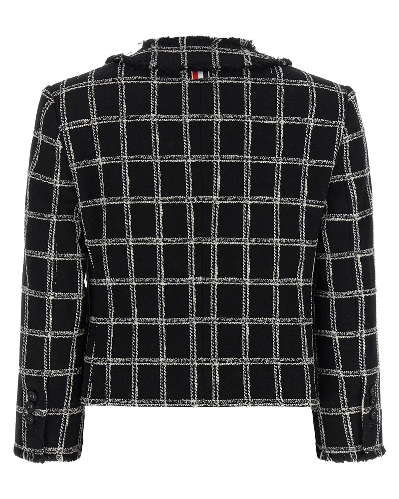 Thom Browne Windowpane Tweed Blazer — Black Black
