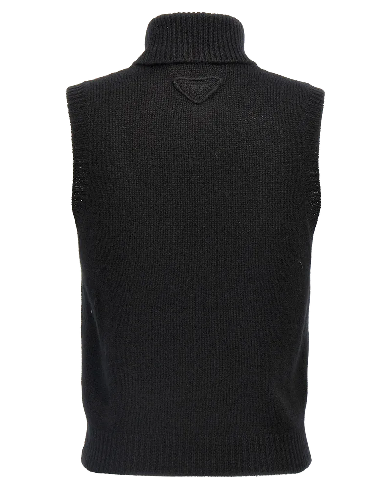 Prada Women's Black Cashmere Sleeveless Jacket Clothing Black