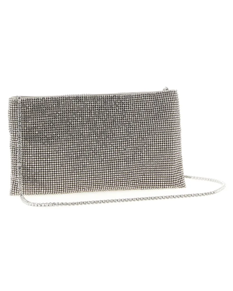 Benedetta Bruzziches Crystal-Embellished Mesh Clutch — Silver Silver