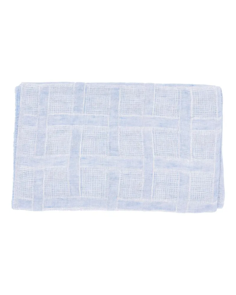 Emporio Armani Checked Linen Scarf — Grey Grey