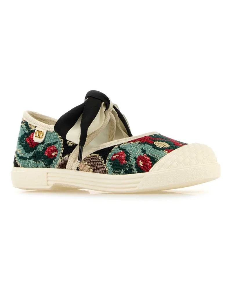 Valentino Garavani Women's Embroidered Canvas Bay By Slip Ons Nerofiorimulticolorivoryivory Sneaker Multicolor
