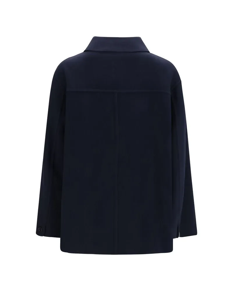 Max Mara Women's Blue Wool Oves Aries Coat Clothing Blue