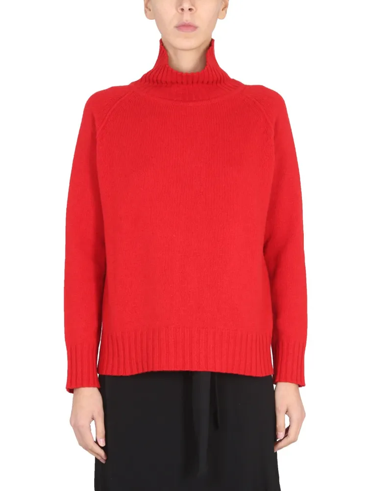 Stefano Mortari Ribbed Wool Turtleneck — Red Red