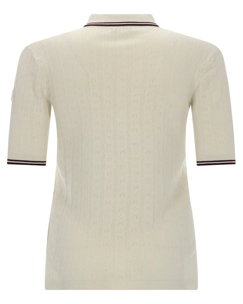 Moncler Knit Cotton Polo Shirt — Ivory Ivory