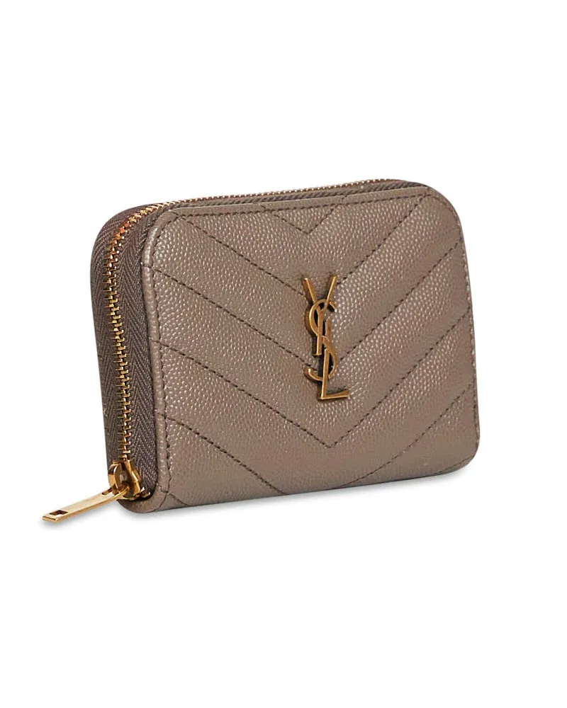 Saint Laurent Women's Zipped Change Purse Cassandre Light Taupe Mud Calfskin Wallets & Purses Taupe
