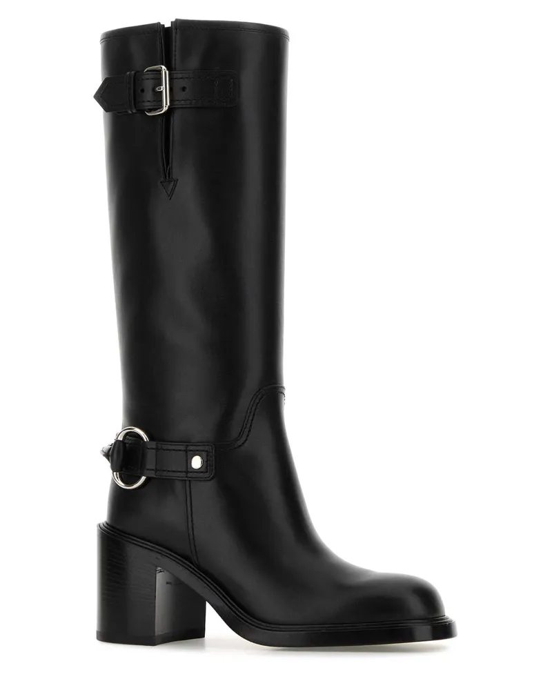 Gucci Women's Black Leather Boots Stivali Black