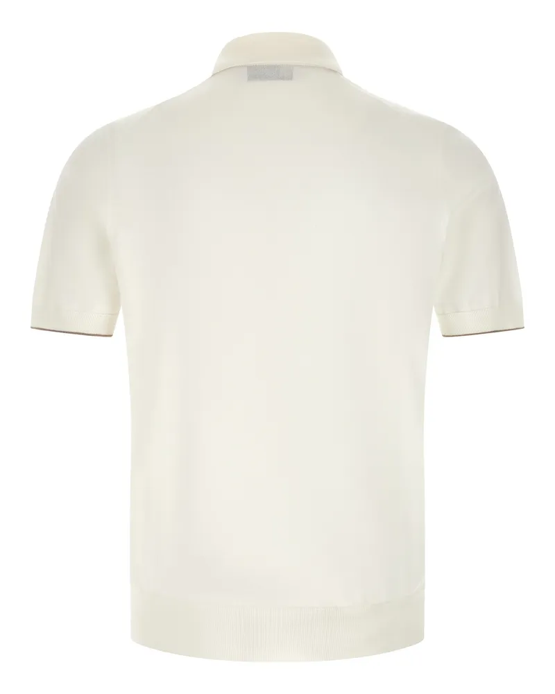 Brunello Cucinelli Men's White Cotton Polo Shirt White