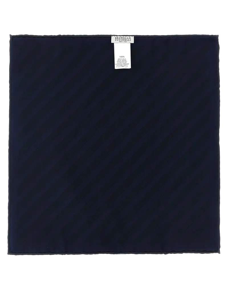 Brunello Cucinelli Men's Blue Silk Pocket Square Accessory Navy