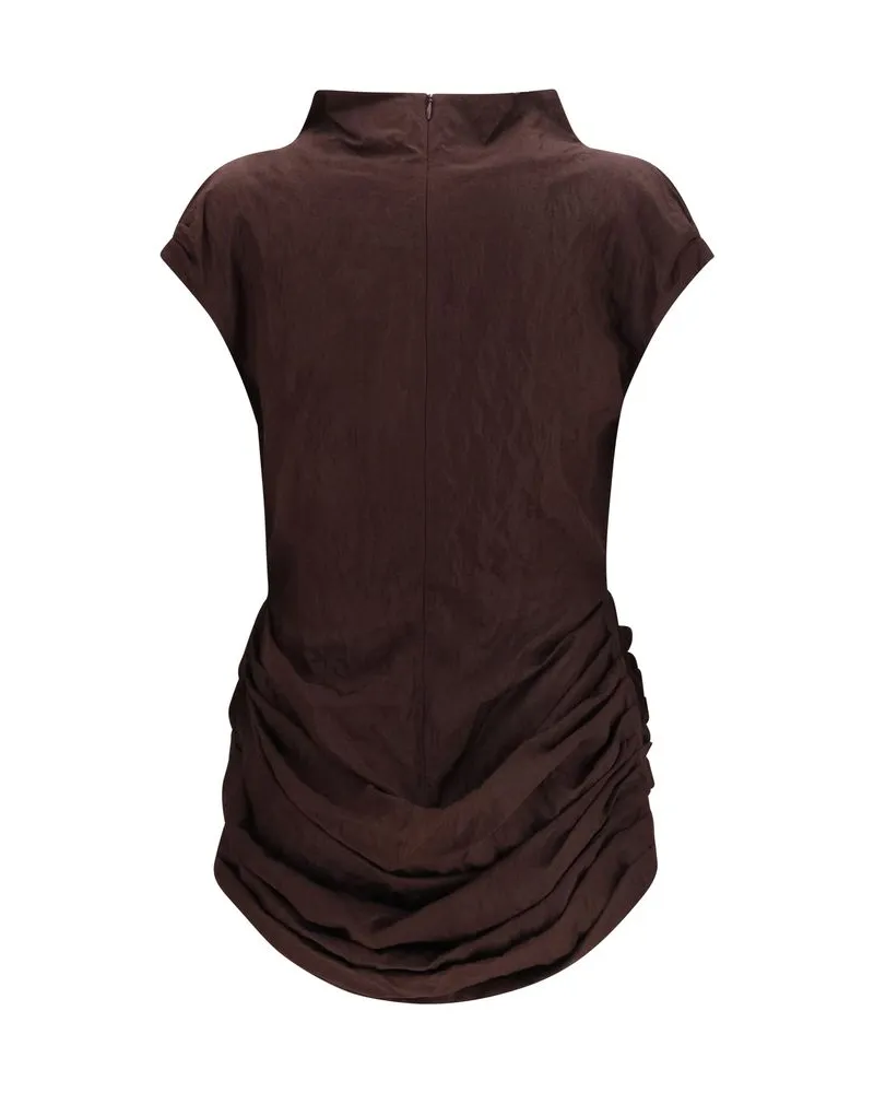Magda Butrym Women Brown Cotton Casual Dress Brown