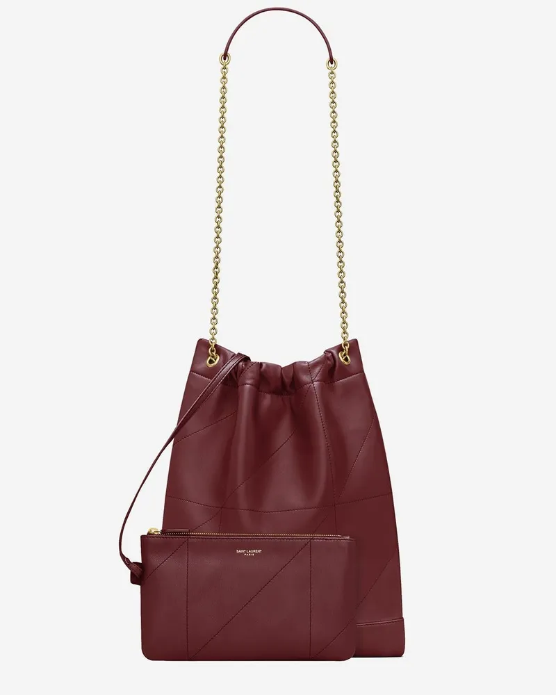 Saint Laurent Women's Lambskin Clutch Bag Bordeaux Bordeaux