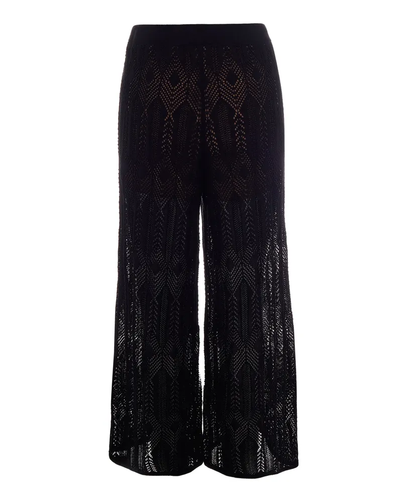 Liu Jo Perforated Knit Trousers — Black 