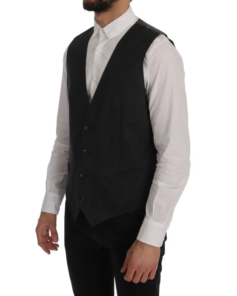 Dolce & Gabbana Men's Gray Staff Cotton Rayon Vest Clothing Gray