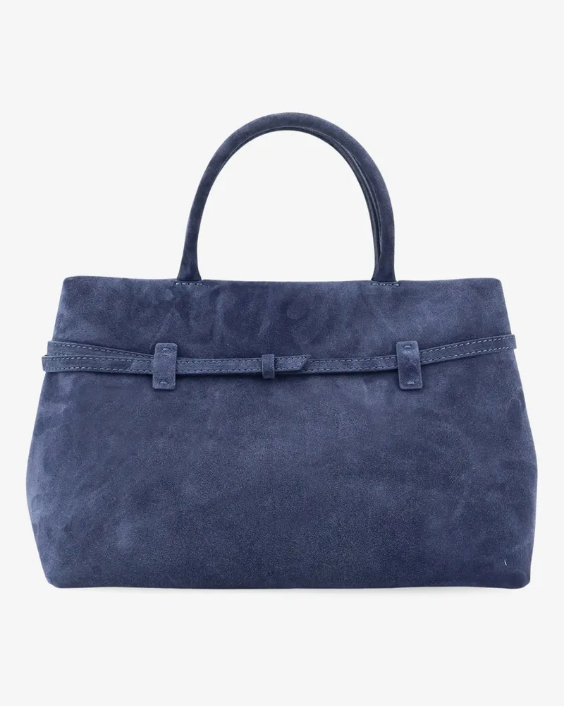 Manu Atelier Women's Handbag Le Cambon 35 Suede Blue Handbags Hand Bags Blue