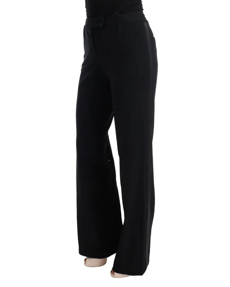 Ermanno Scervino Women's Black Viscose Flare Bootcut Pants Black