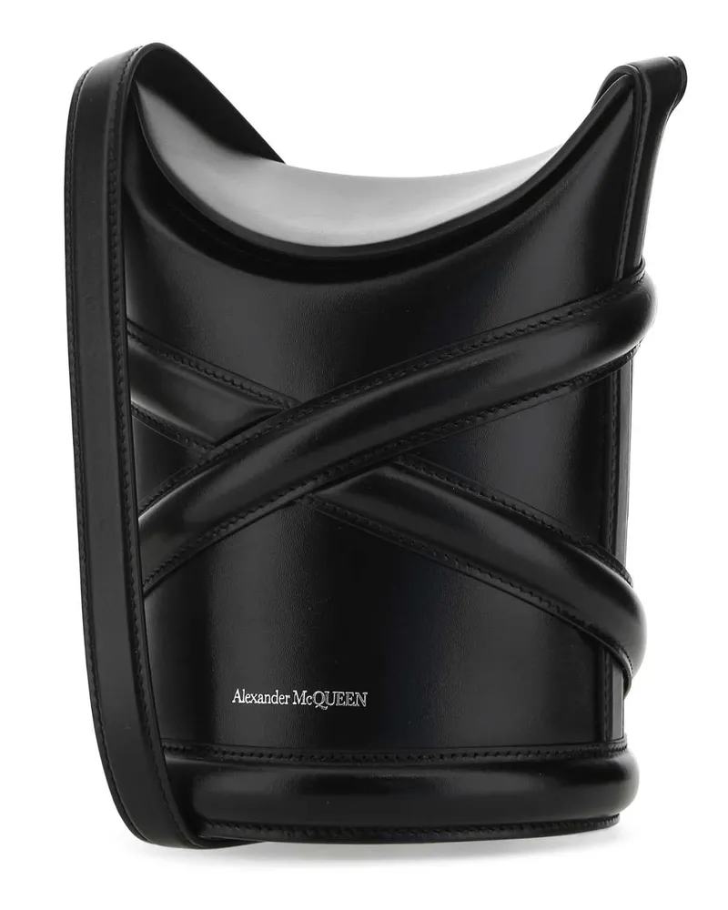 Alexander McQueen Women's Black Leather The Curve Bucket Bag Borse A Secchiello Black