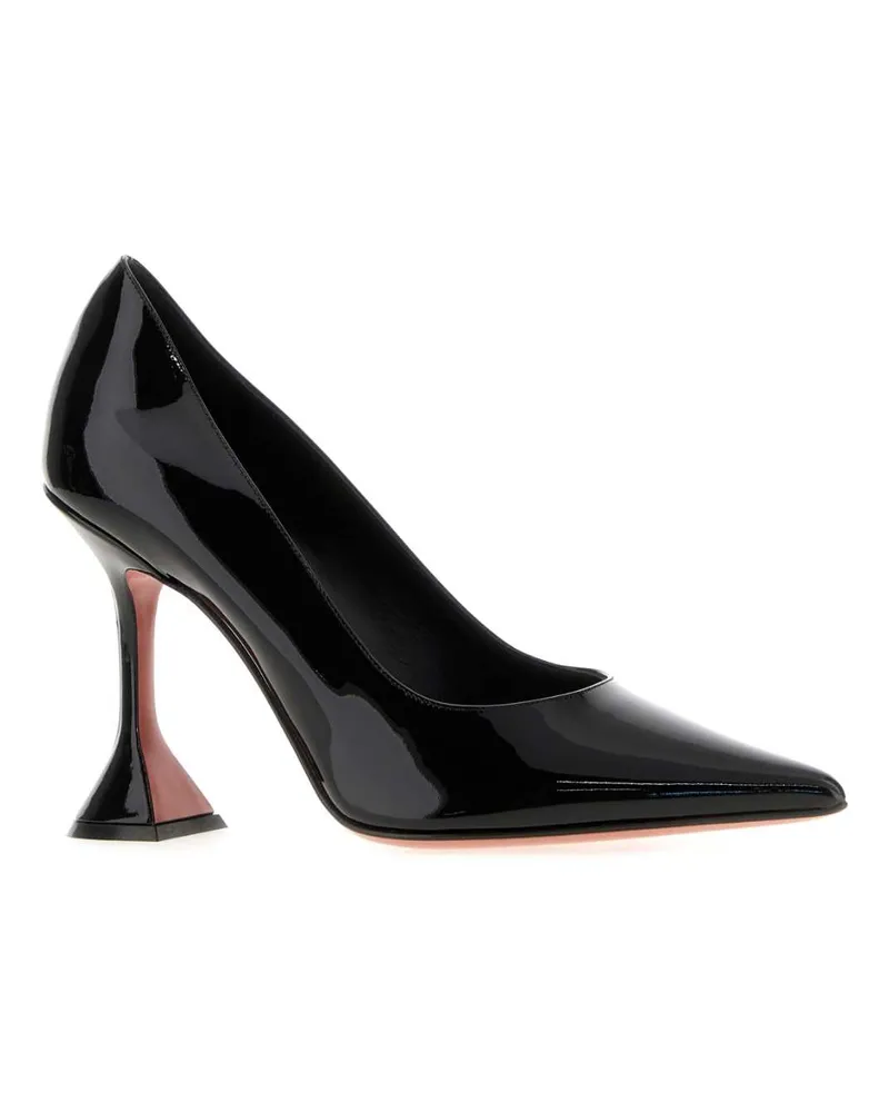 Amina Muaddi Patent Leather Heel Pump — Black Black