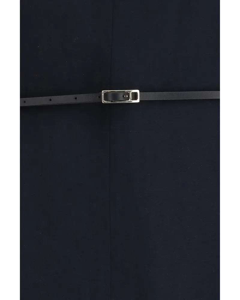 Fabiana Filippi Women's V-Neck Belted Dress Night Blue Viscose Navy