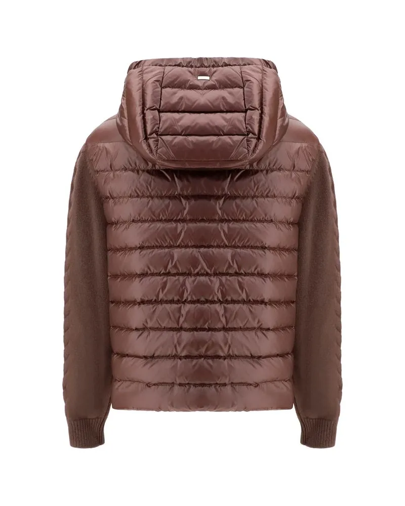 Herno Wool-Blend Sleeves Down Jacket — Brown Brown
