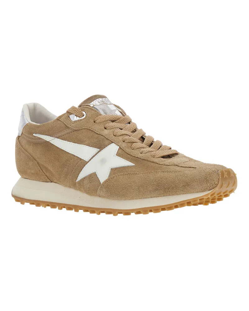 Golden Goose Men's Sneakers Running Marathon Beige Leather Cow Trainers Beige