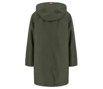 Technical Linen Blend Raincoat — Olive Green