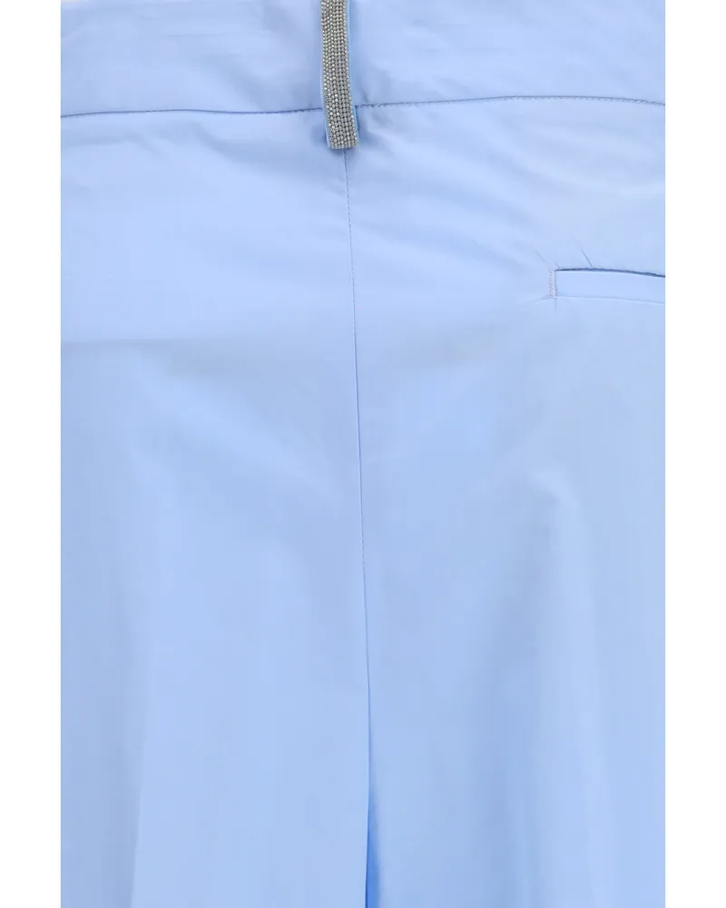 Fabiana Filippi Women's Trousers Filo Diamante Sky Blue Cotton Blue