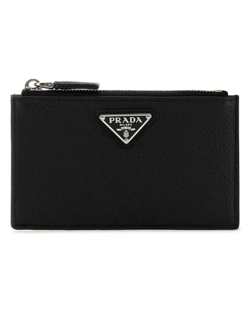 Prada Men's Black Leather Card Holder Nero Vitello Portafogli Wallet Black