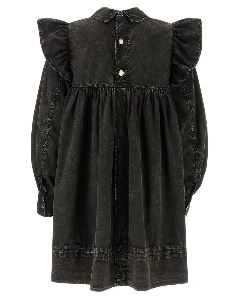 Ganni Washed Organic Cotton Dress — Black Black