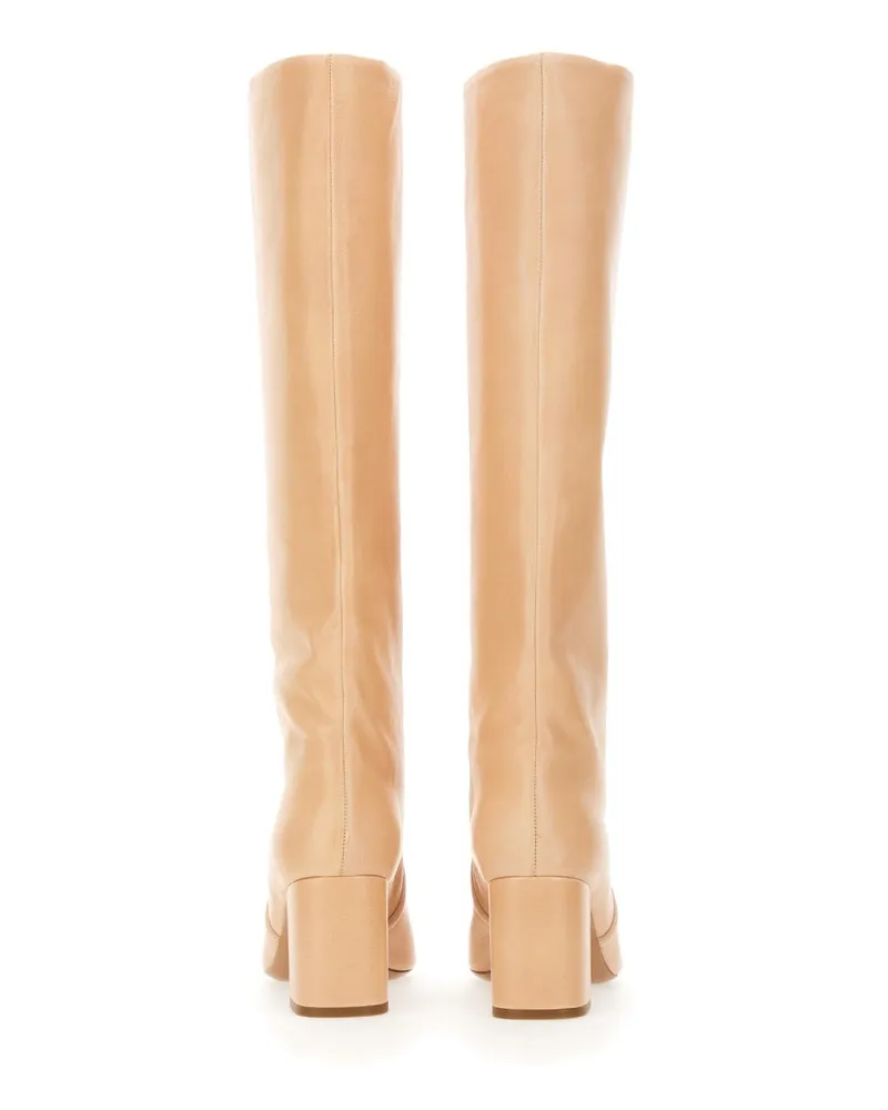Paris Texas Smooth Leather Knee-High Boot — Beige Beige