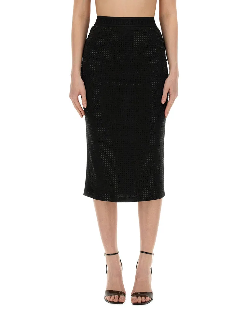 Versace Jeans Crystal-Embellished Skirt — Black Black