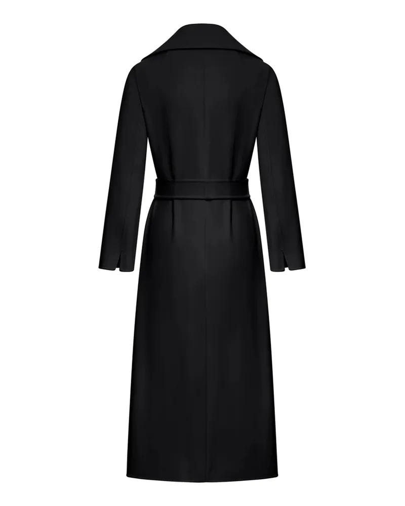 Max Mara Women's Coat Long Wool Wrap Black Black