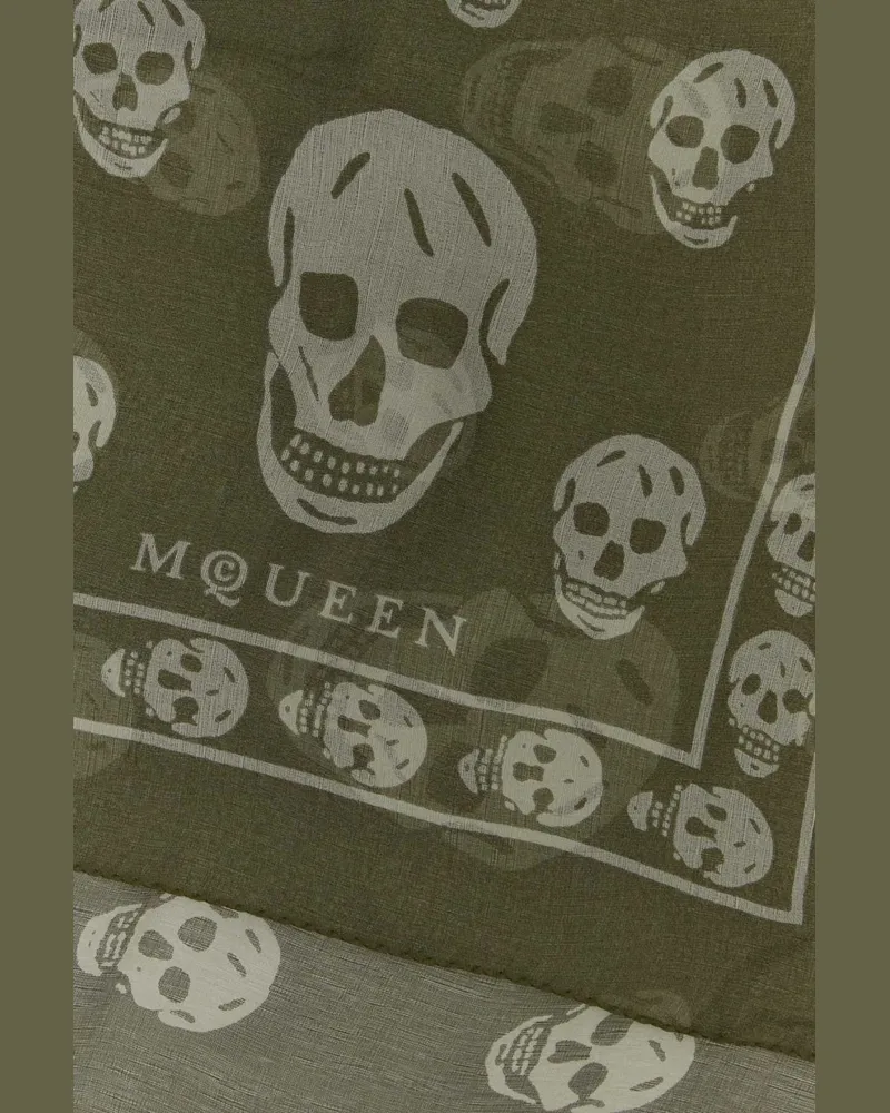 Alexander McQueen Women's Printed Silk Foulard Oliveolive Exterior: Sciarpe E Scarfs Green