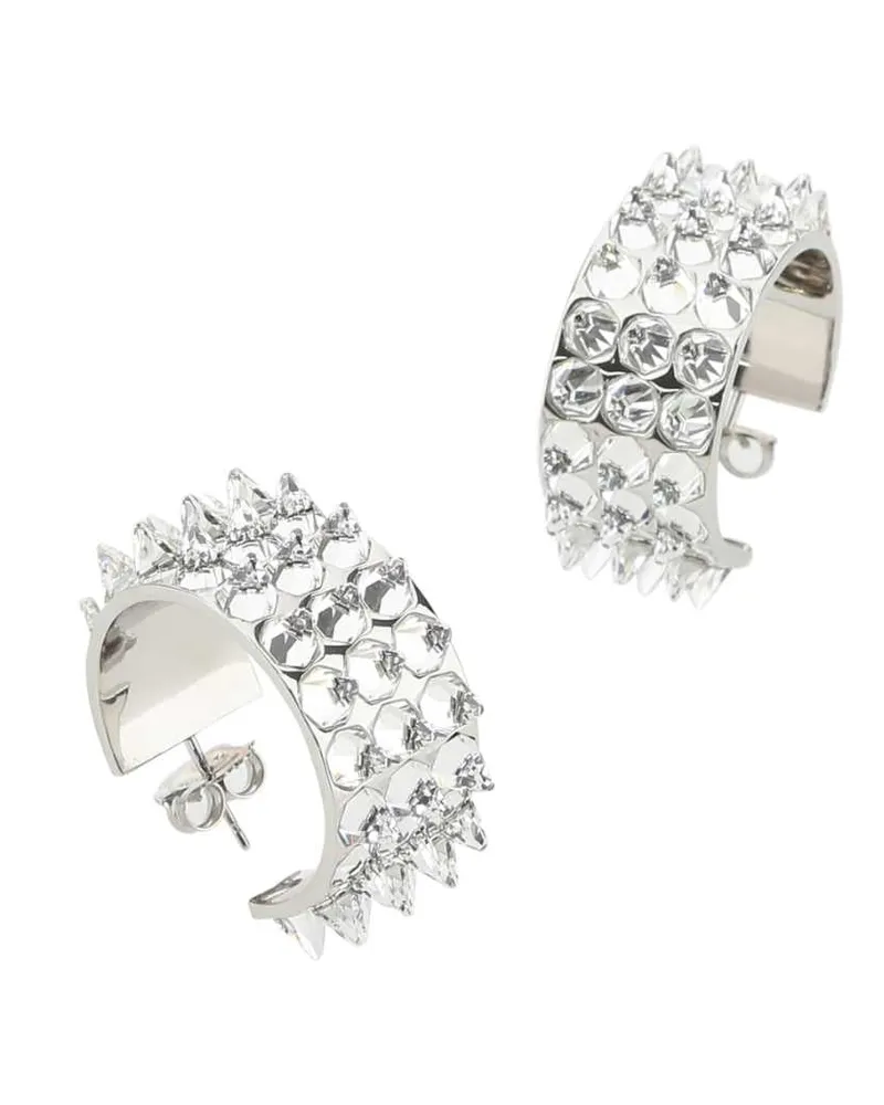Amina Muaddi Women's Embellished Metal Big Karma Earrings White&black Exterior Silver